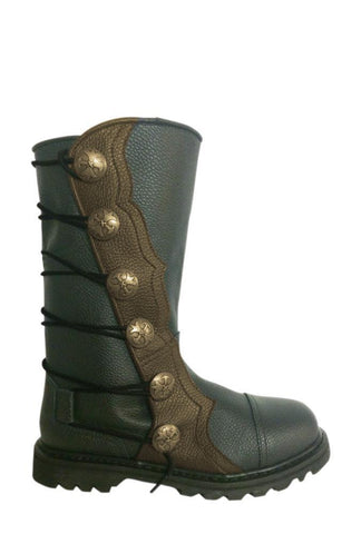Wide Black and Brown Leather Mid-Calf Ren Boots 9931-BKBR